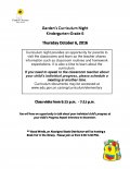 School Letter - Curriculum Night 2016 School Letter - Curriculum Night 2016